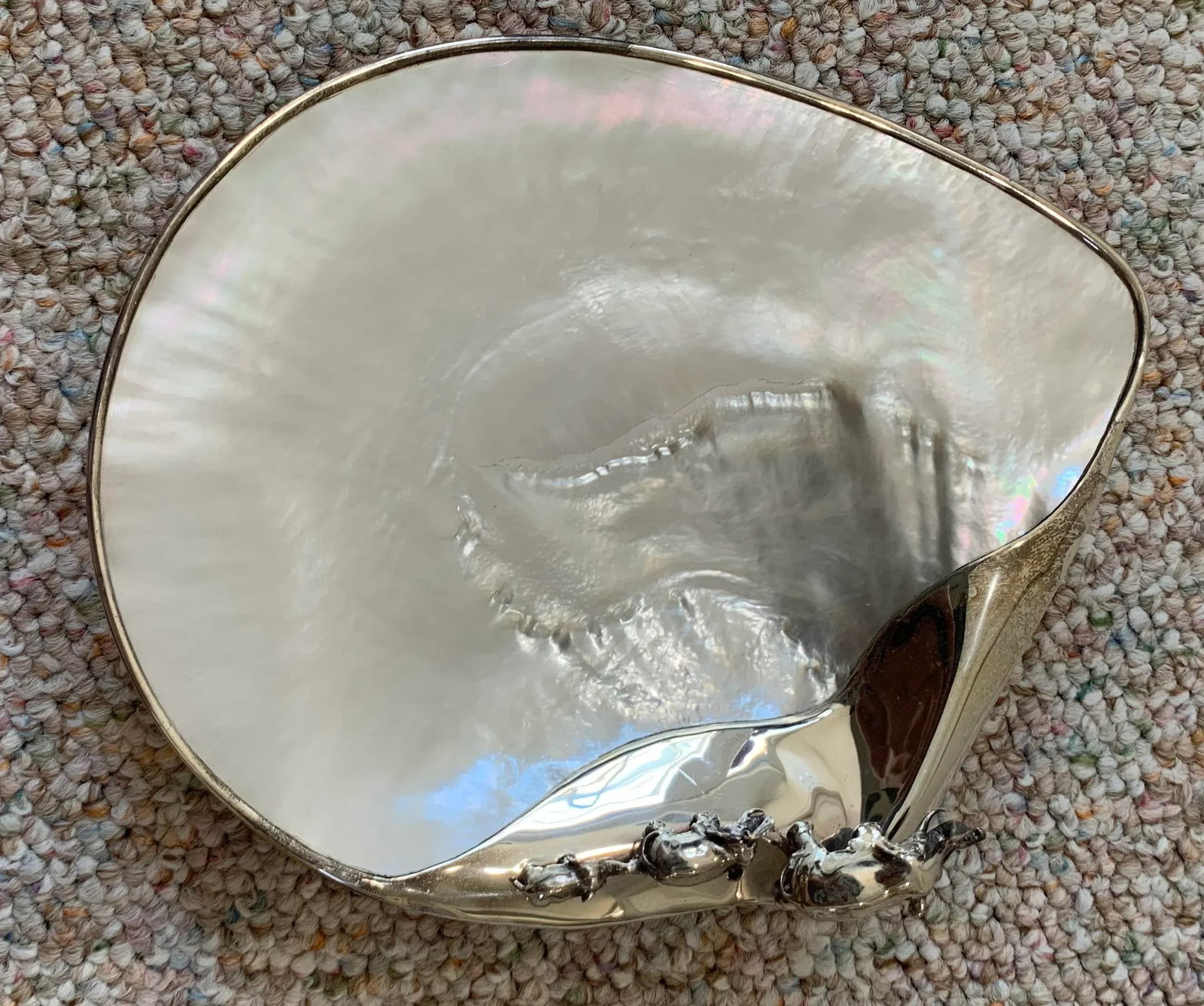 1980s Silver Elephant and Mother of Pearl Appetizer Dish - 6