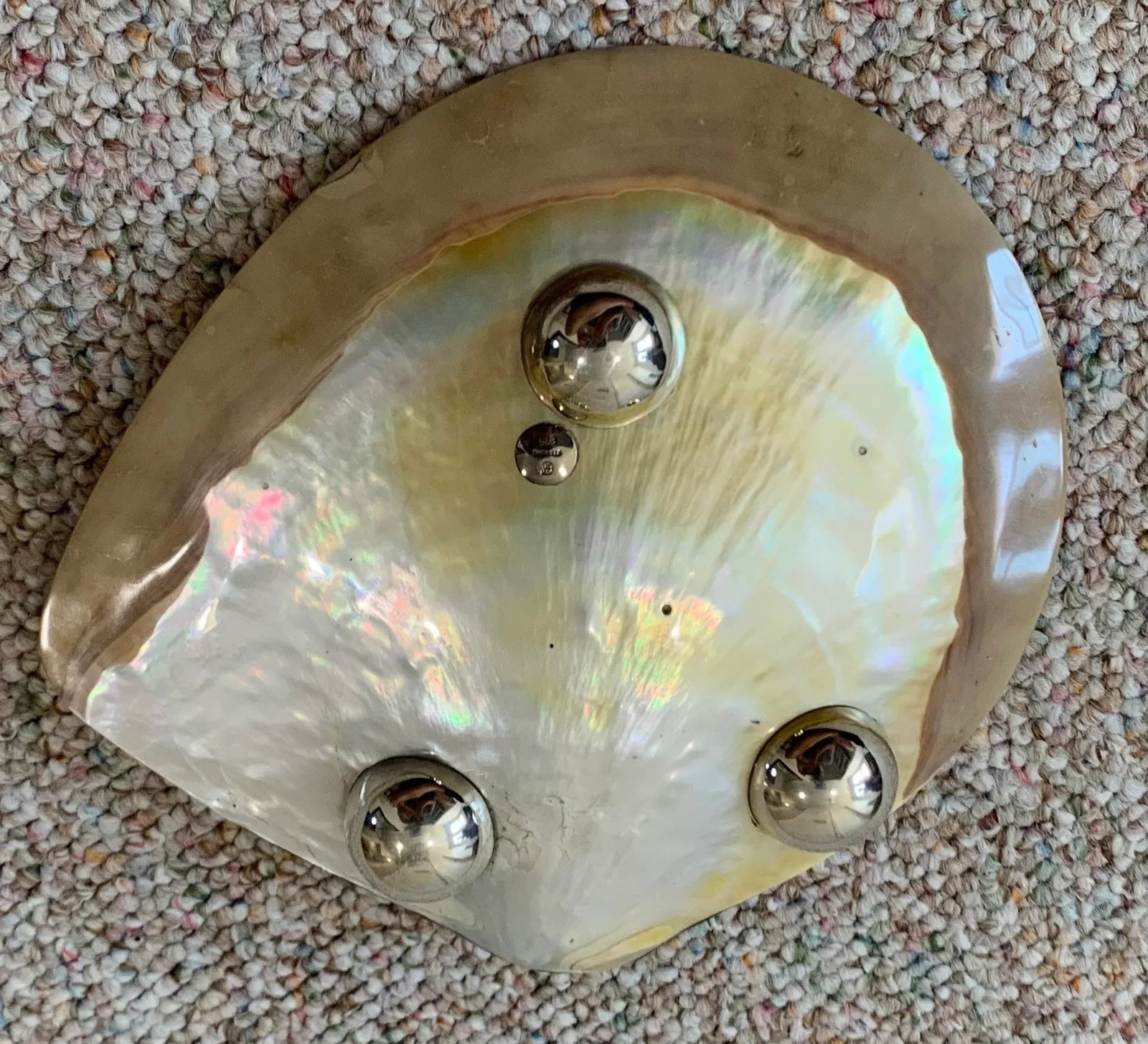 1980s Silver Elephant and Mother of Pearl Appetizer Dish - 9