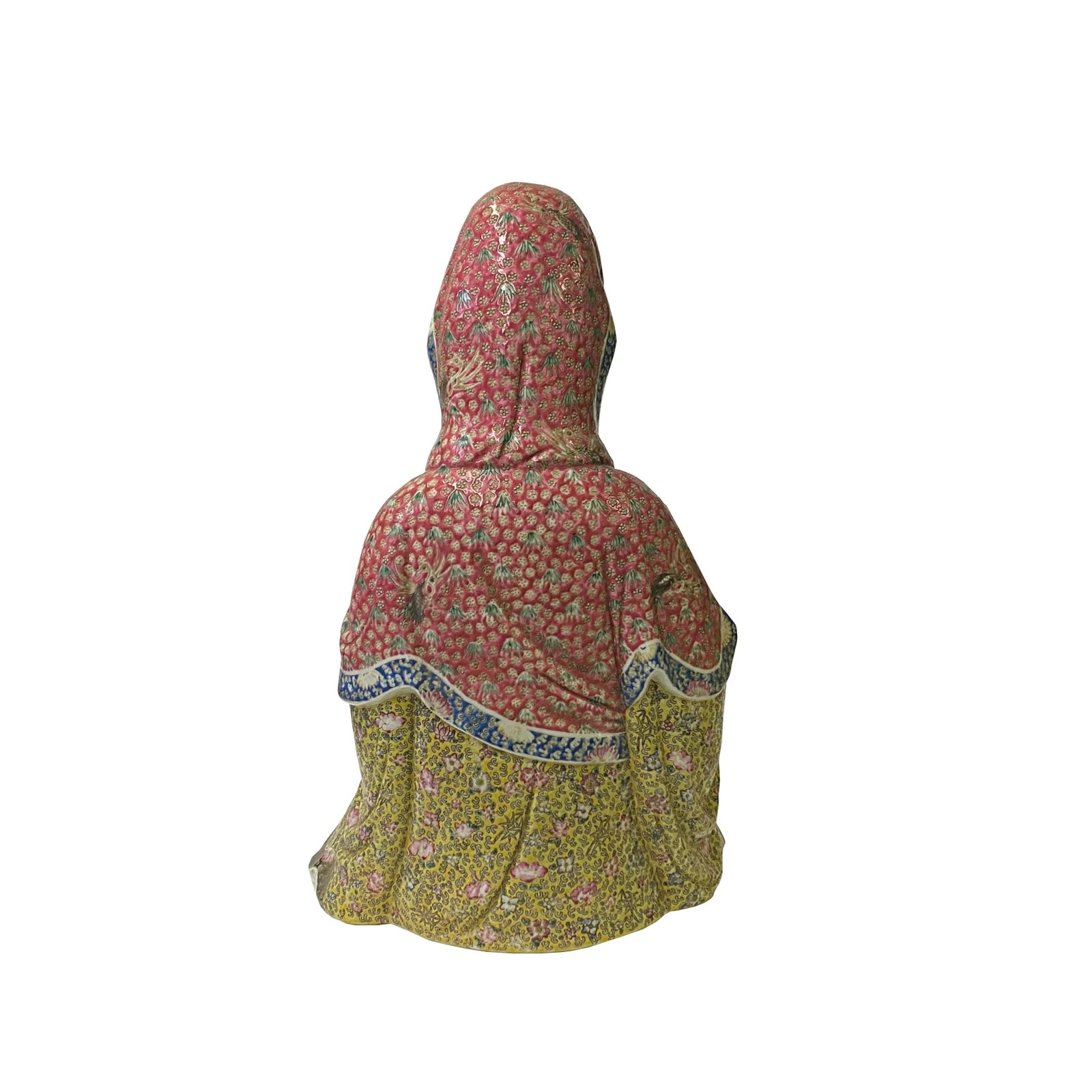 Vintage Chinese Fujian Multi Color Porcelain Kwan Yin W Kid Statue - 3