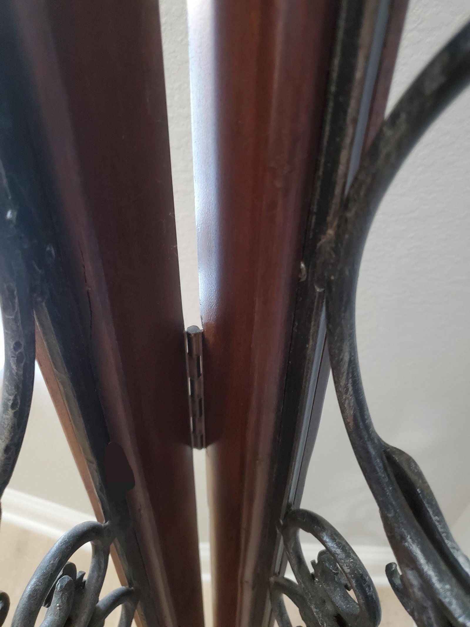 2000s Fleur De Lis Wrought Iron and Walnut Room Divider - 4