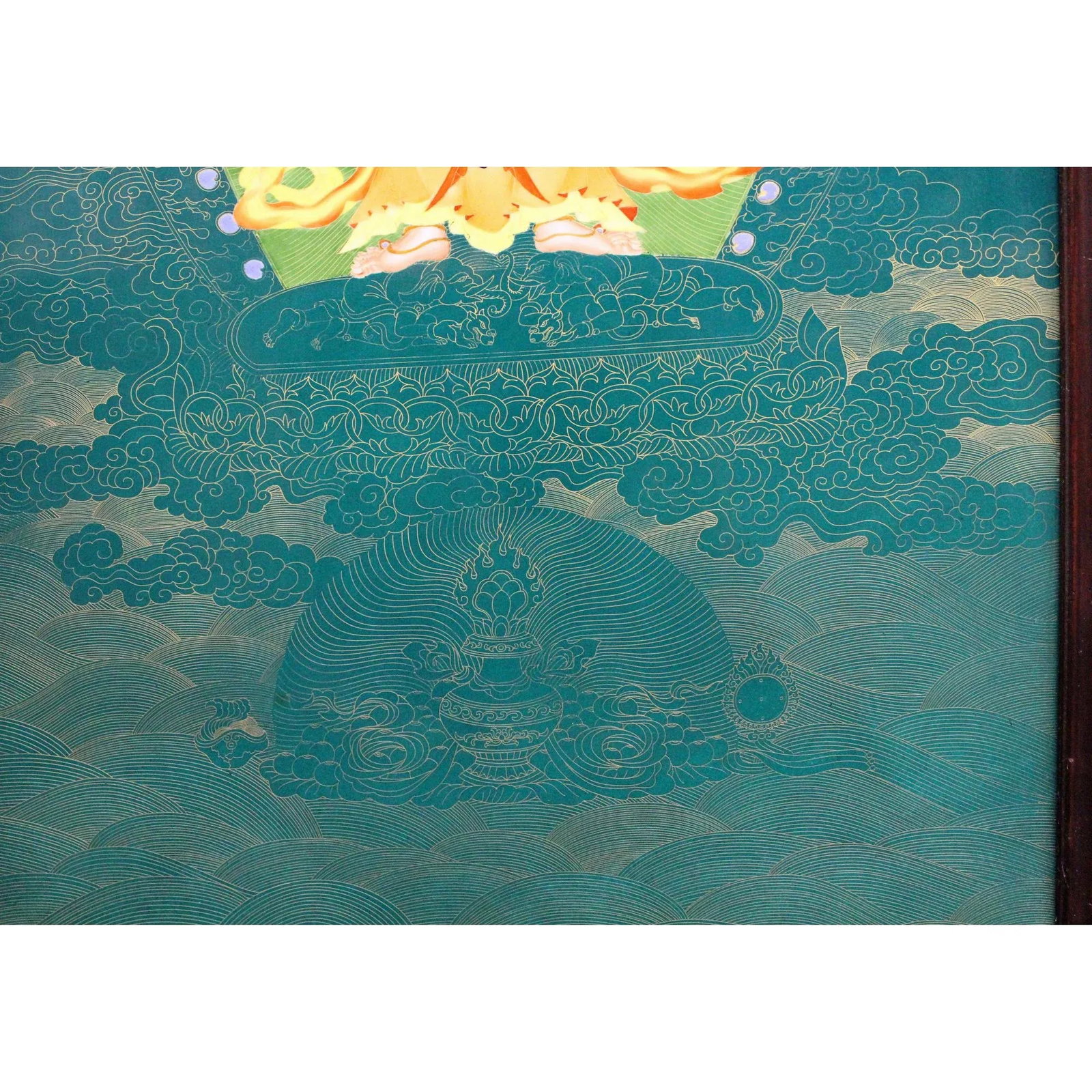 Chinese Porcelain Teal Blue Tibetan Deity Painting Wall Decor - 8