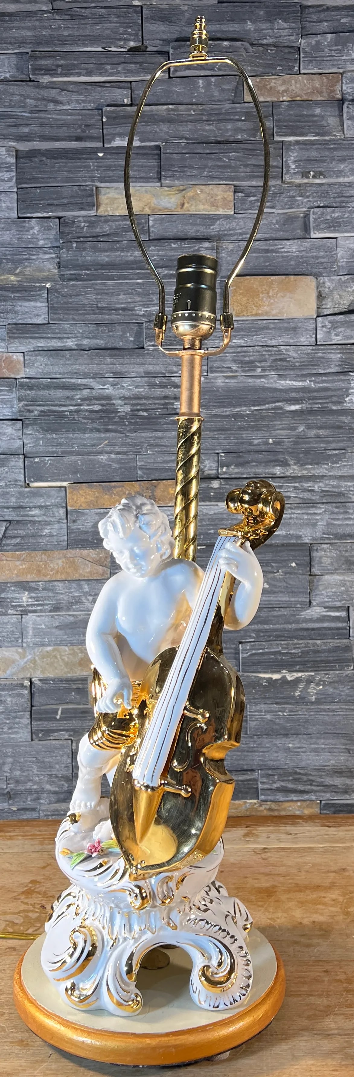 Vintage Capodimonte Porcelain Cherub With Violin Table Lamp - 5