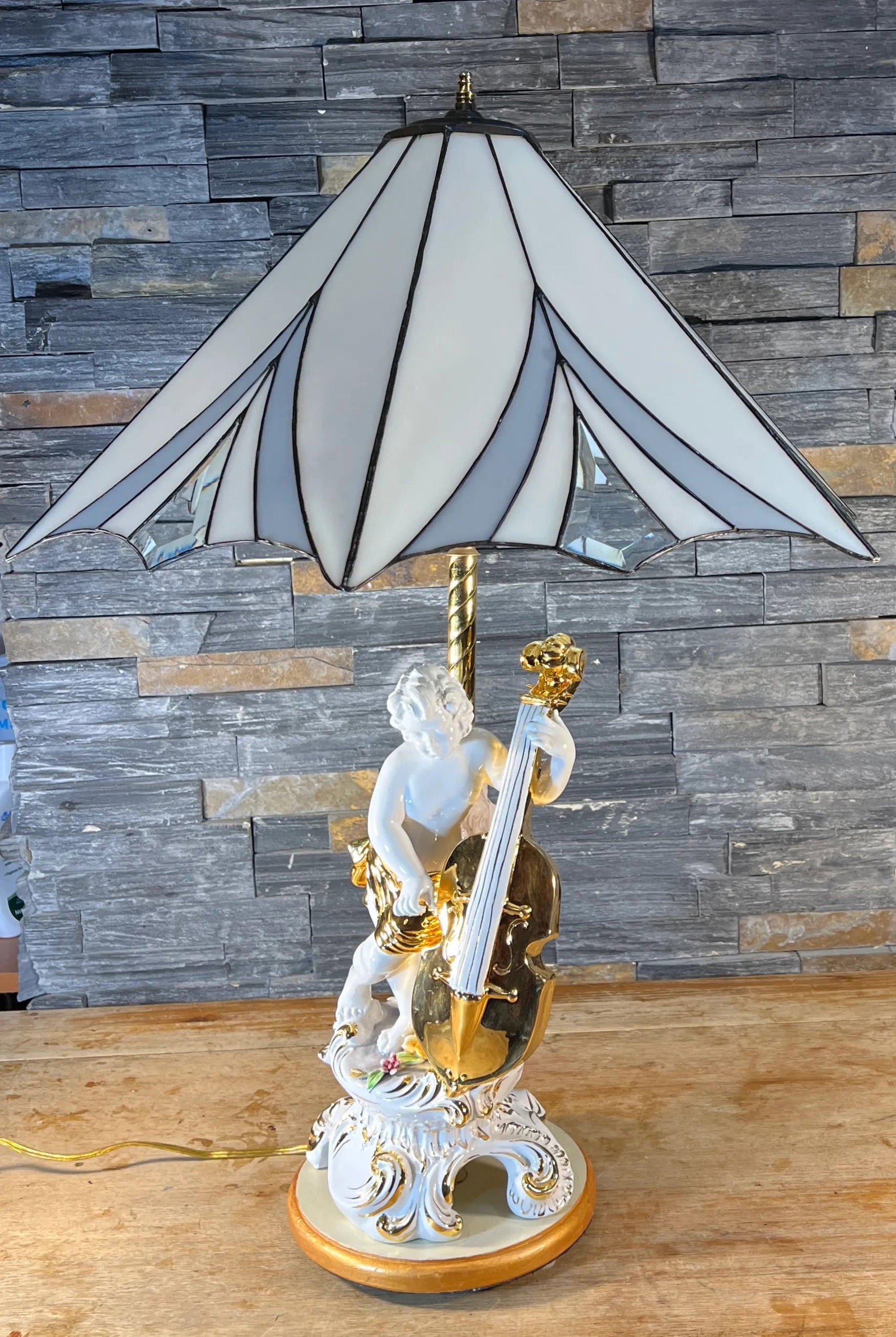 Vintage Capodimonte Porcelain Cherub With Violin Table Lamp - 8