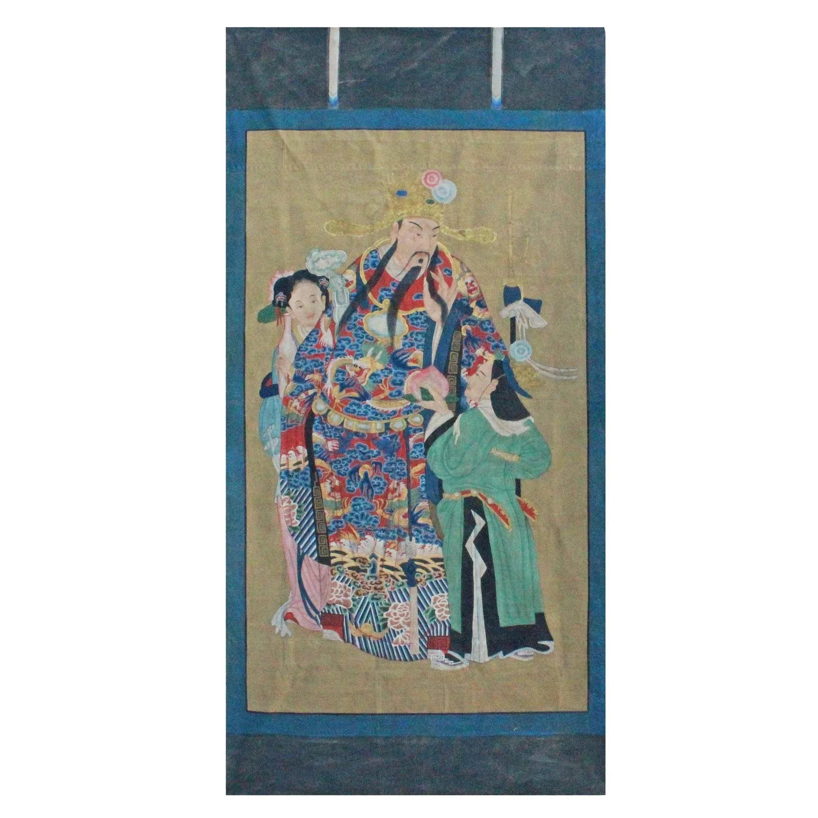 Chinese Large Canvas Color Ink God of Fortune Painting Art - 4