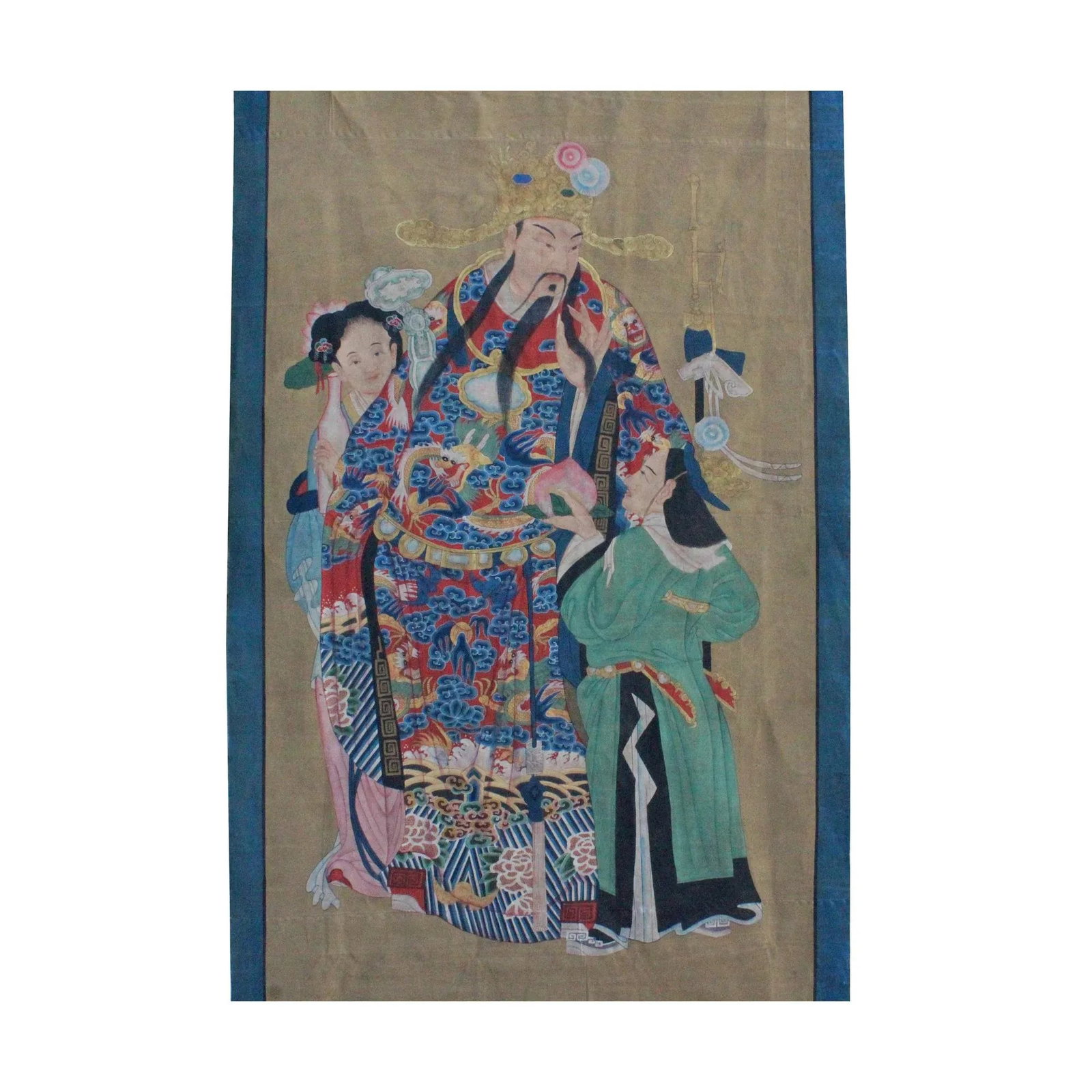 Chinese Large Canvas Color Ink God of Fortune Painting Art - 5