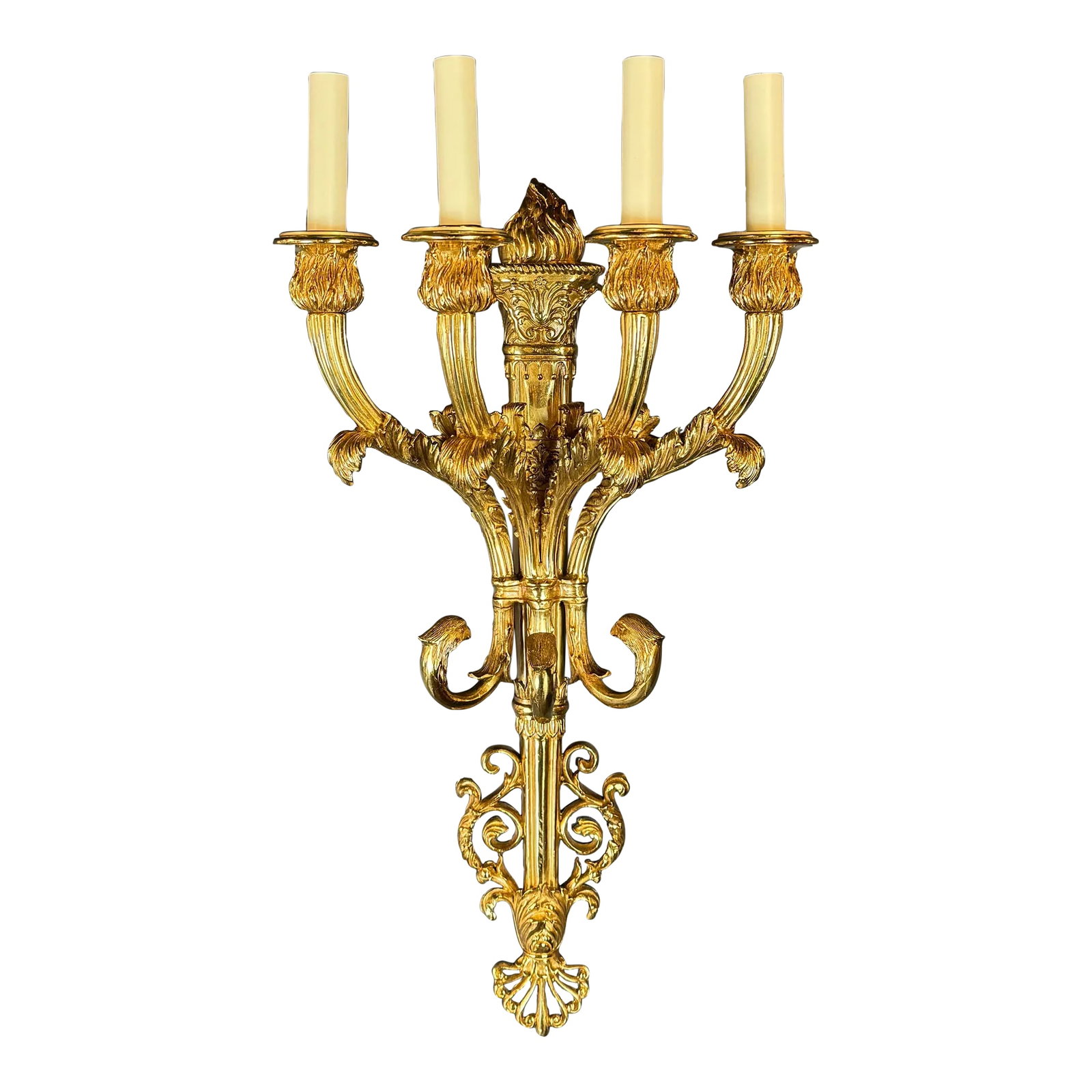 21st Century Large Art Deco Tradition Gold Brass Wall Lamp (1 of 9)