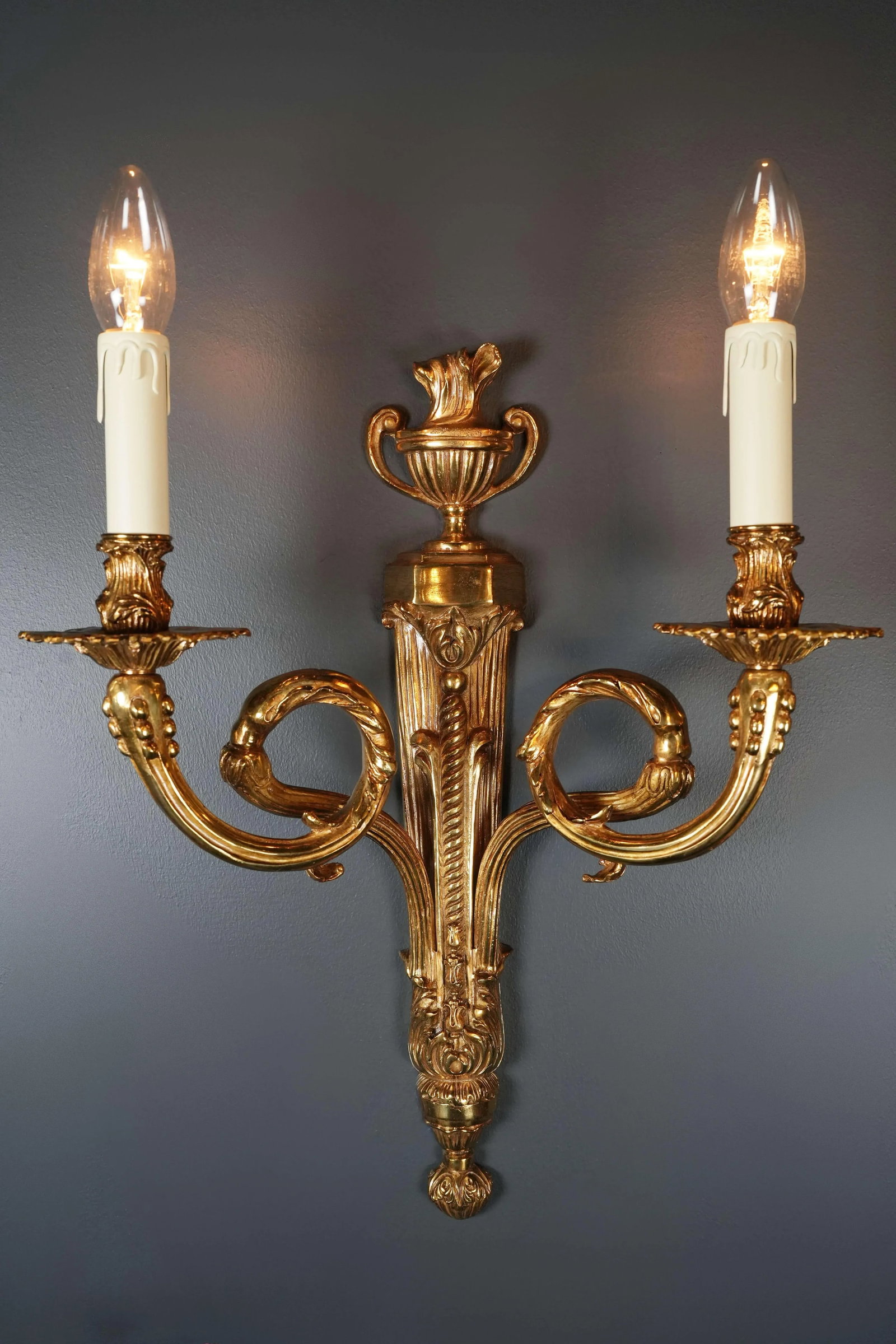 21st Century Brass Wall Lamp Large Art Deco Tradition Gold Circle Whirl - 2
