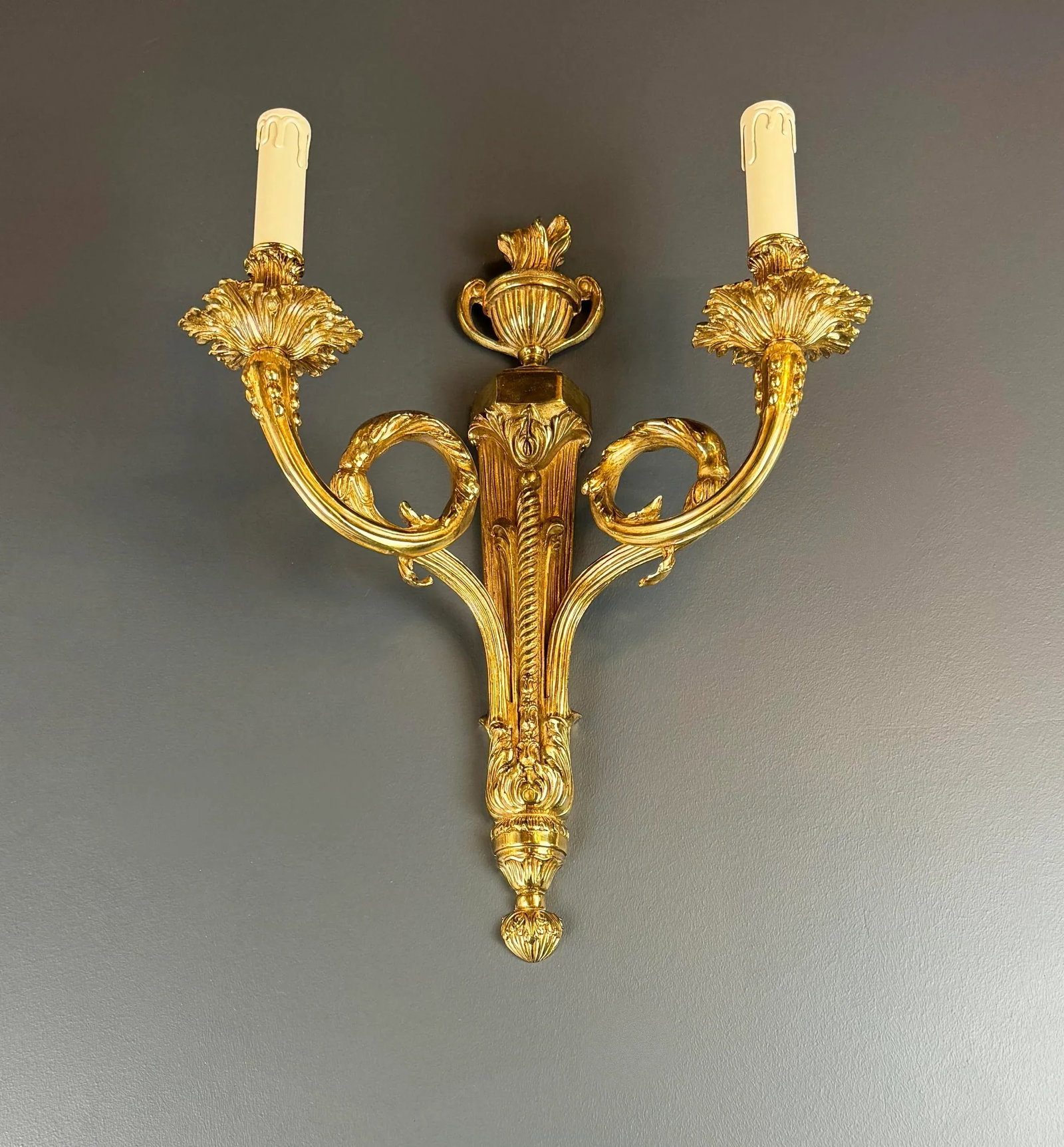 21st Century Brass Wall Lamp Large Art Deco Tradition Gold Circle Whirl - 4