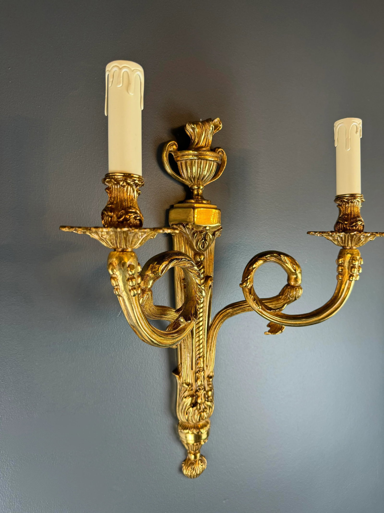 21st Century Brass Wall Lamp Large Art Deco Tradition Gold Circle Whirl - 5