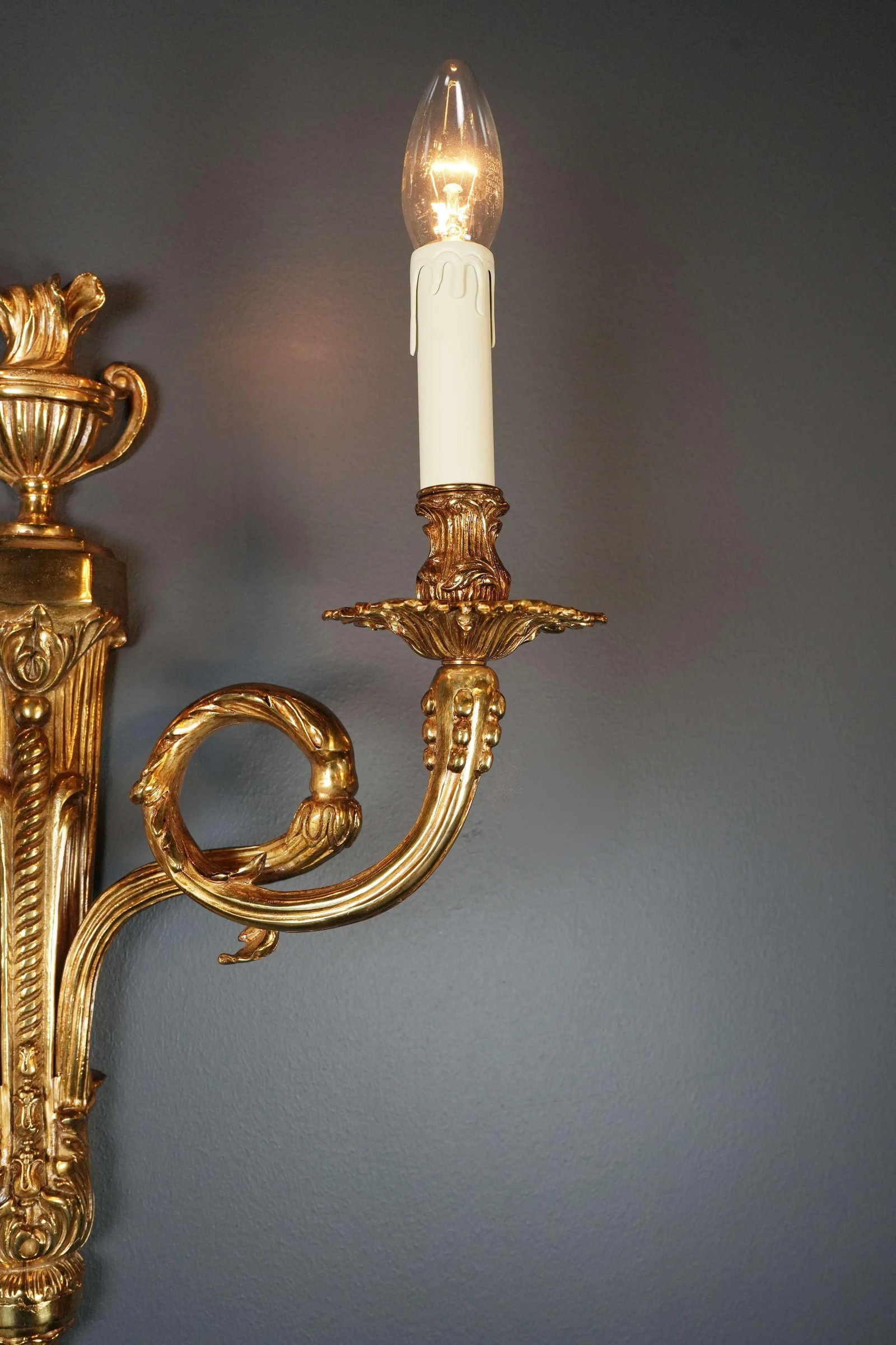 21st Century Brass Wall Lamp Large Art Deco Tradition Gold Circle Whirl - 8