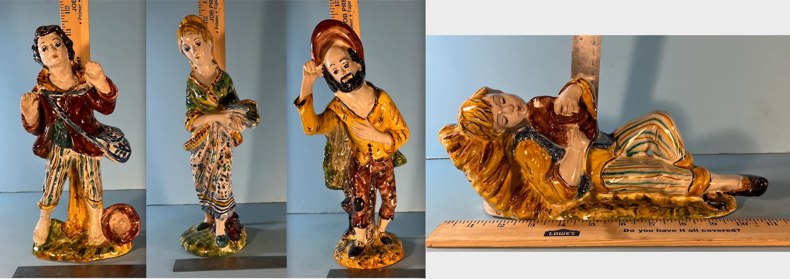 Gulino Caltagirone Sicily Majolica Figurine Set of 6 - 12