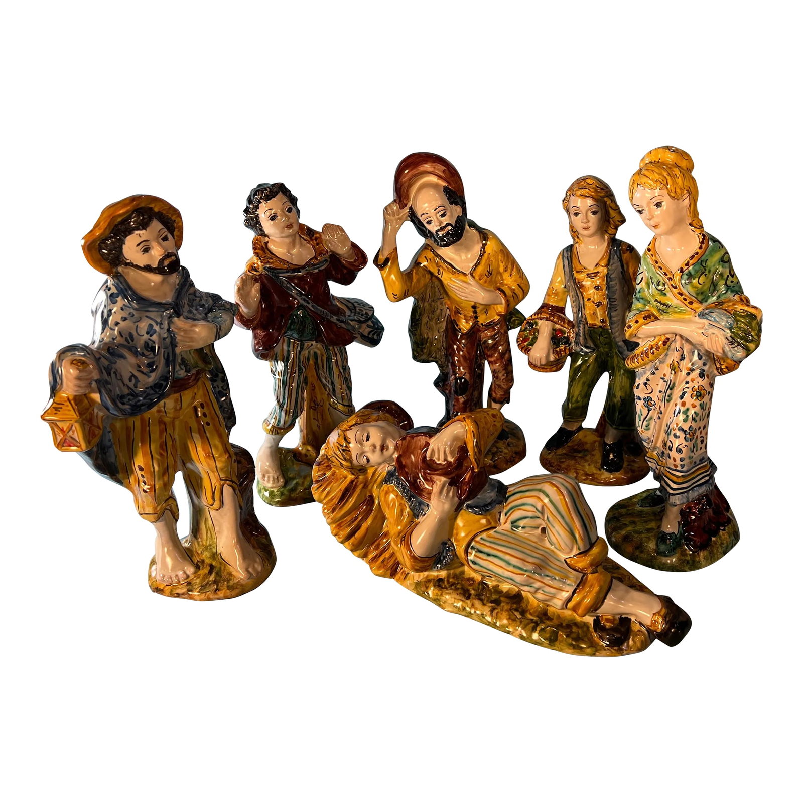 Gulino Caltagirone Sicily Majolica Figurine Set of 6 (1 of 12)