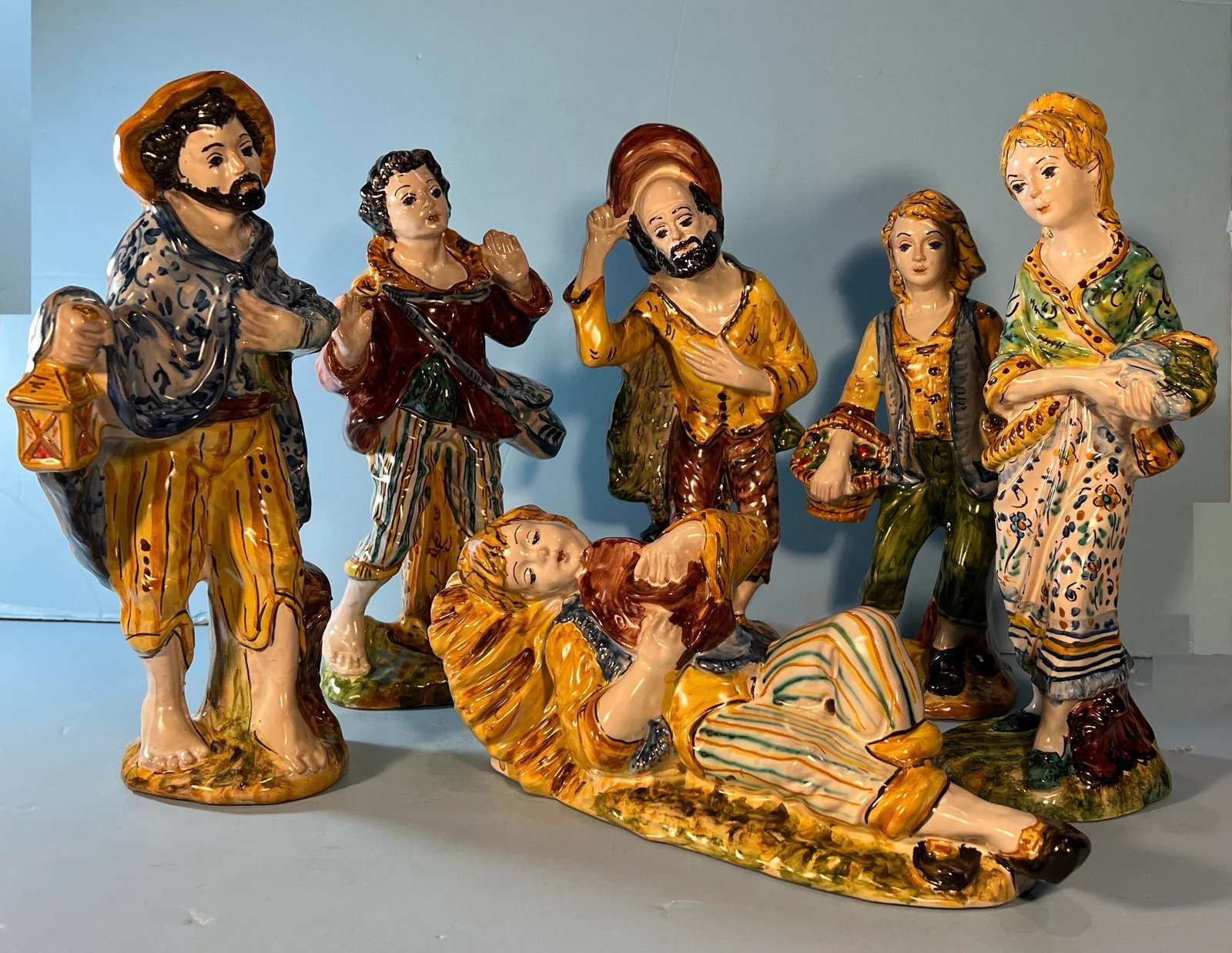 Gulino Caltagirone Sicily Majolica Figurine Set of 6 - 2