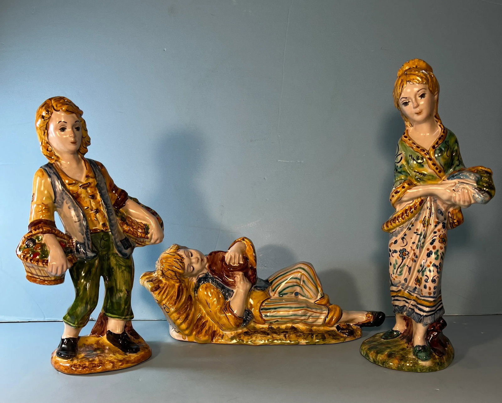 Gulino Caltagirone Sicily Majolica Figurine Set of 6 - 3