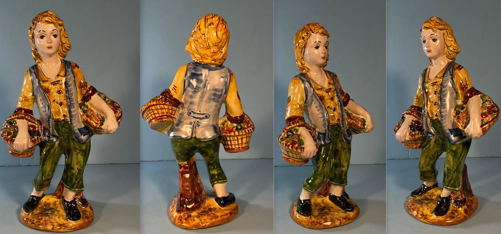 Gulino Caltagirone Sicily Majolica Figurine Set of 6 - 4
