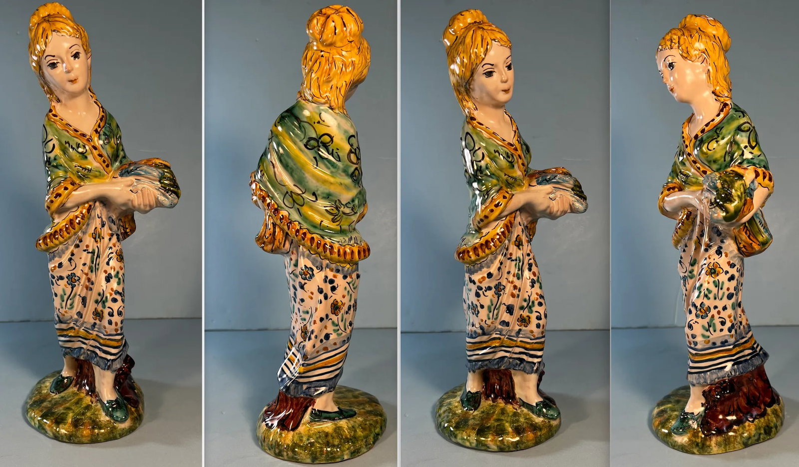 Gulino Caltagirone Sicily Majolica Figurine Set of 6 - 5