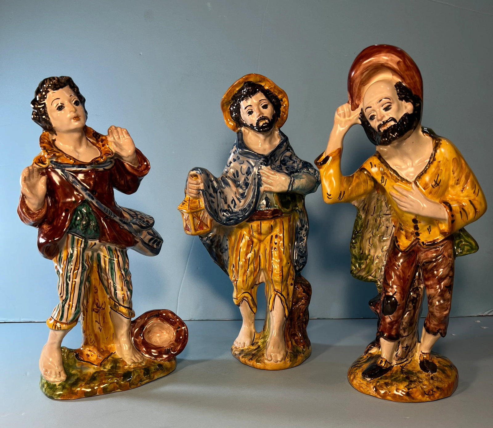 Gulino Caltagirone Sicily Majolica Figurine Set of 6 - 6
