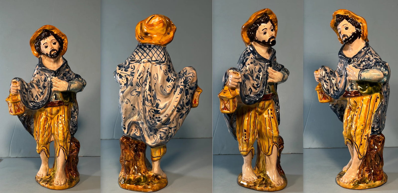 Gulino Caltagirone Sicily Majolica Figurine Set of 6 - 8
