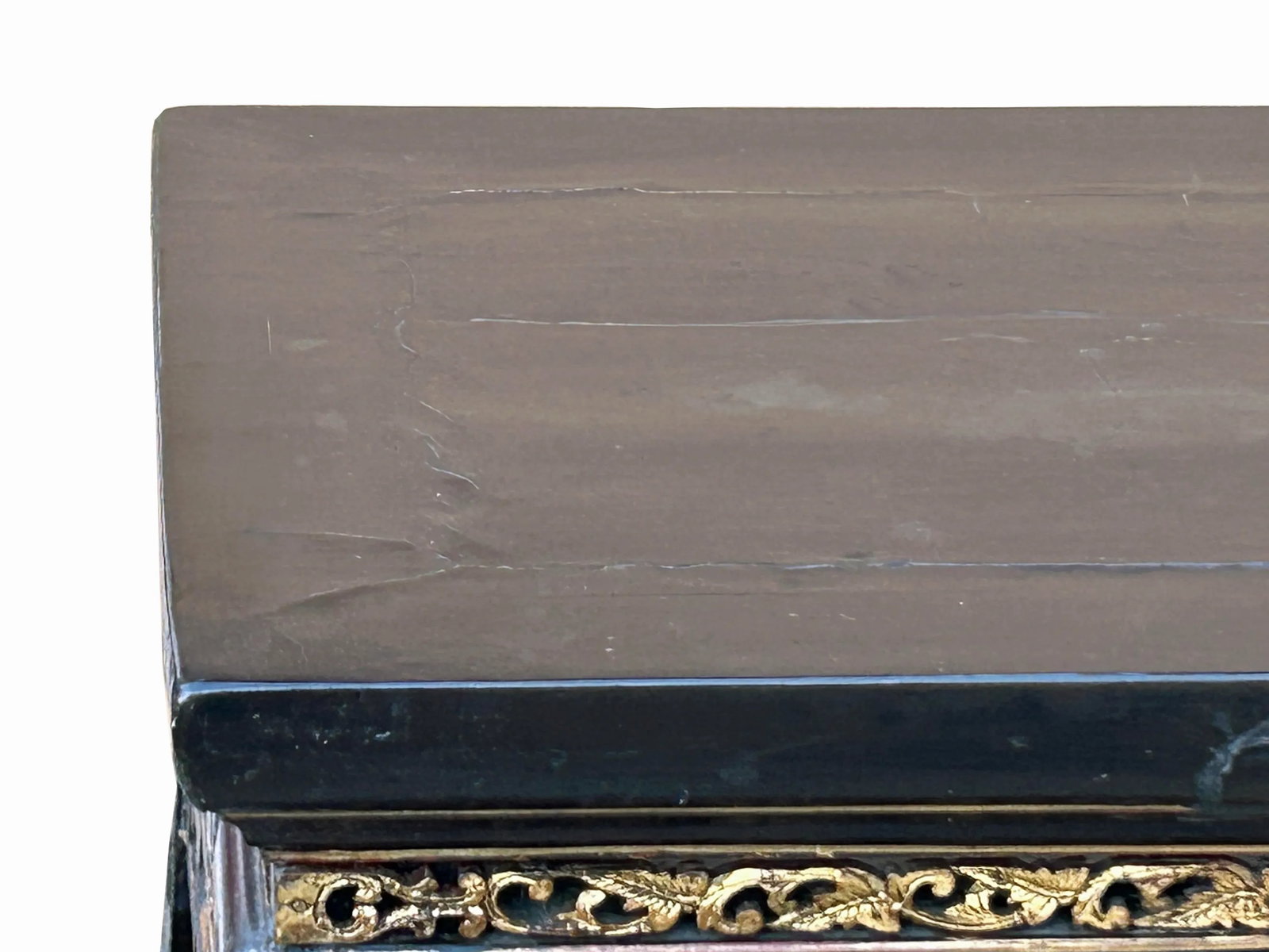 Chinese Vintage Black Golden Carving Motif Tall Altar Console Table - 12