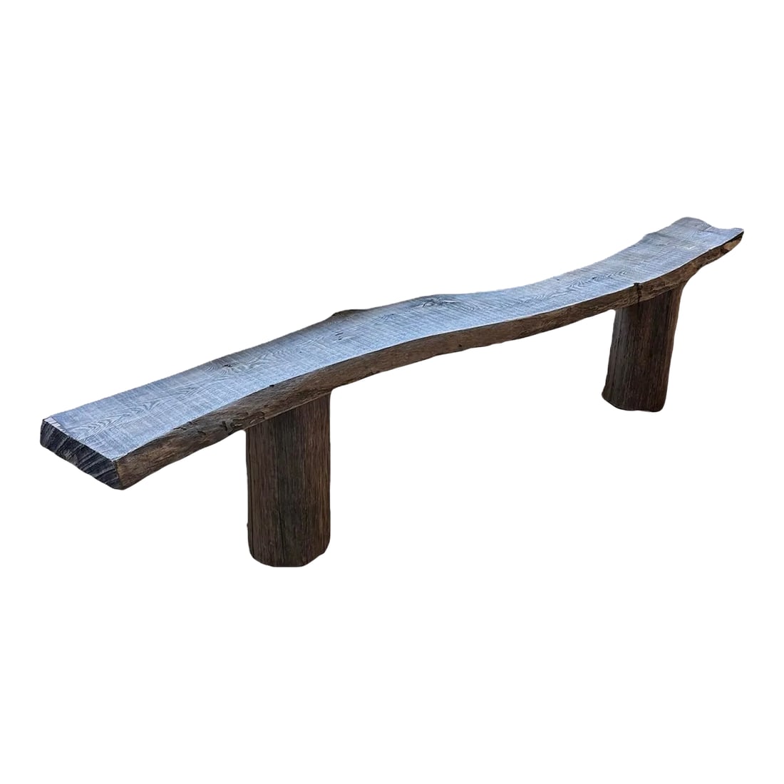 Live Edge Rough Sawn Wood Bench With Log Supports (1 of 12)