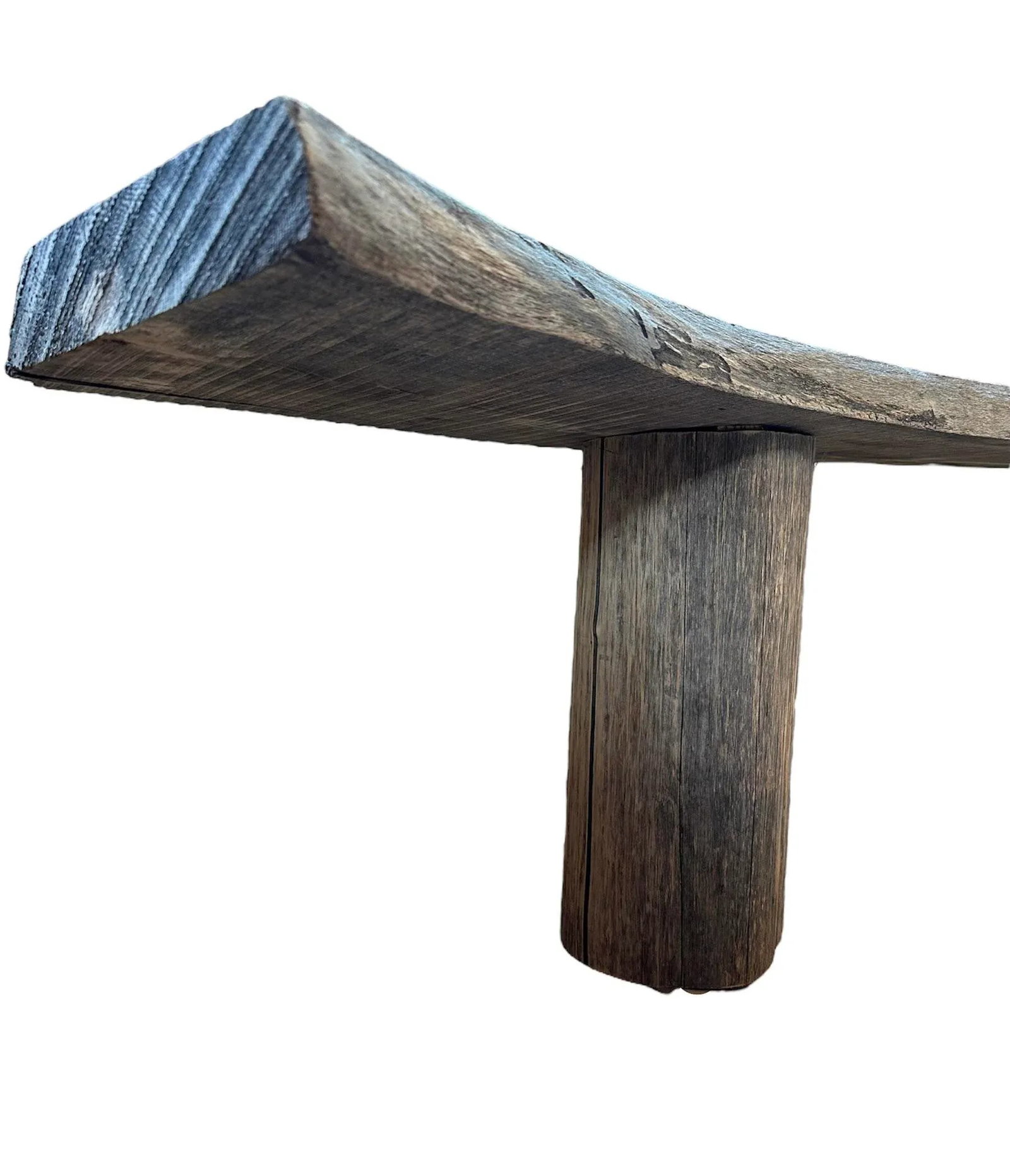 Live Edge Rough Sawn Wood Bench With Log Supports - 3