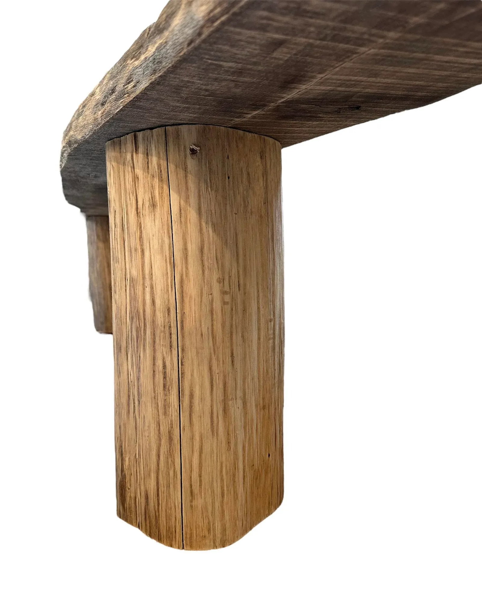 Live Edge Rough Sawn Wood Bench With Log Supports - 4