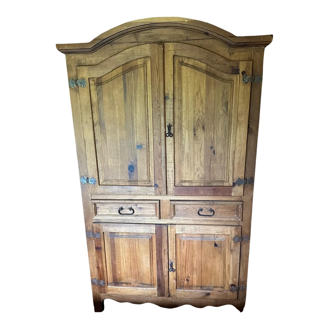 Rustic Pine Armoire Hutch Cabinet (1 of 10)