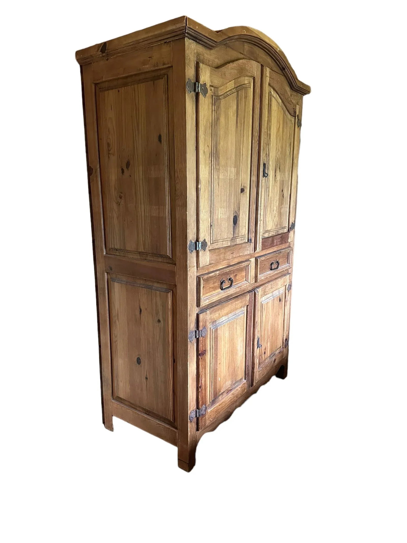 Rustic Pine Armoire Hutch Cabinet - 2