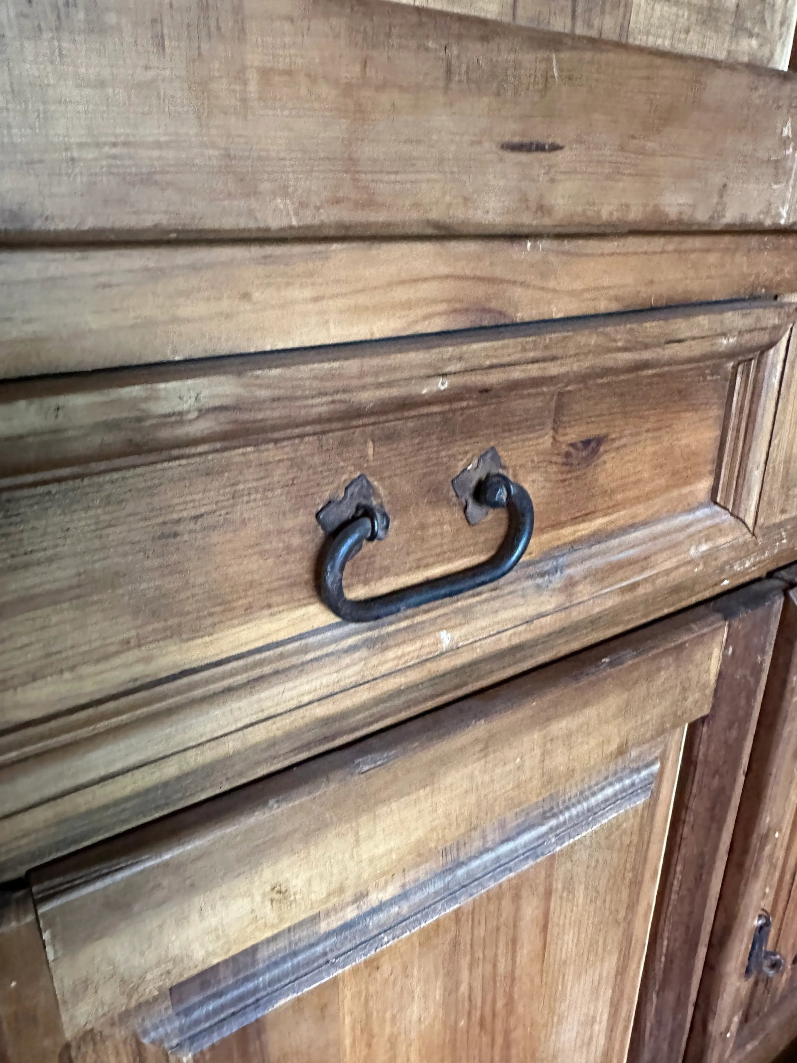 Rustic Pine Armoire Hutch Cabinet - 6