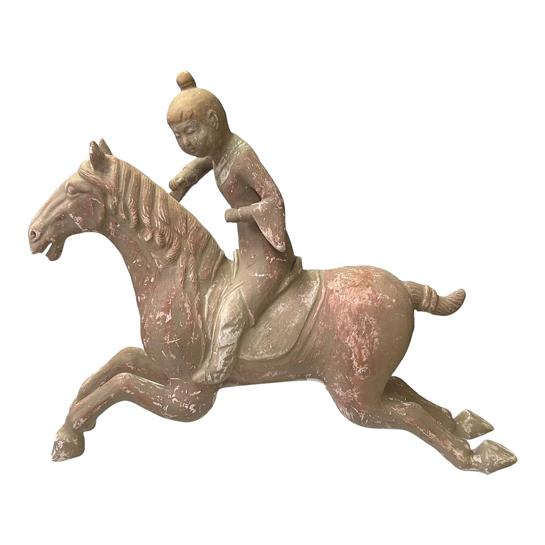Chinese Vintage Terracotta Clay Man Riding Horse Figure Display Art (1 of 11)