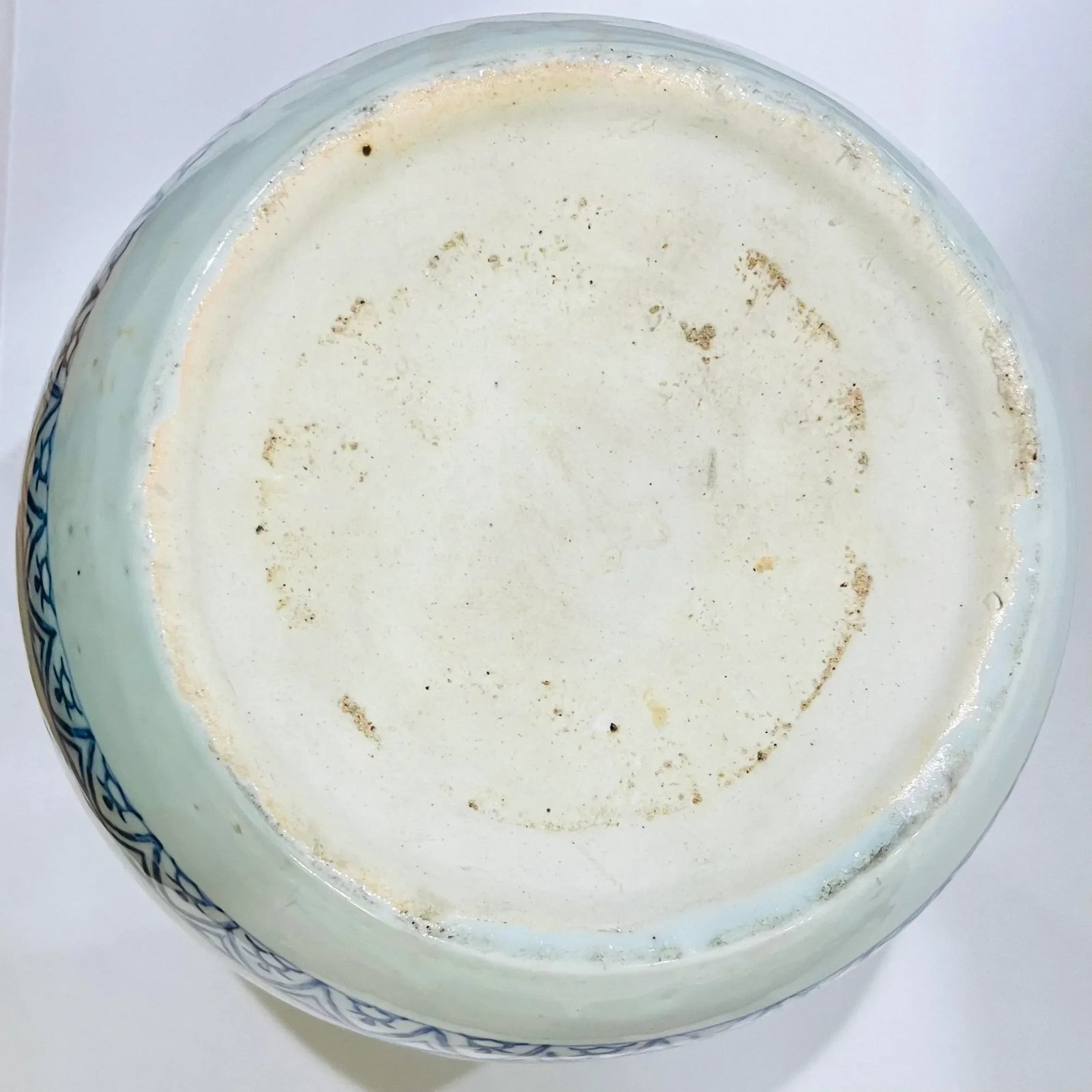 Antique Japanese Hibachi Cachepot Planter - Green Border - 8
