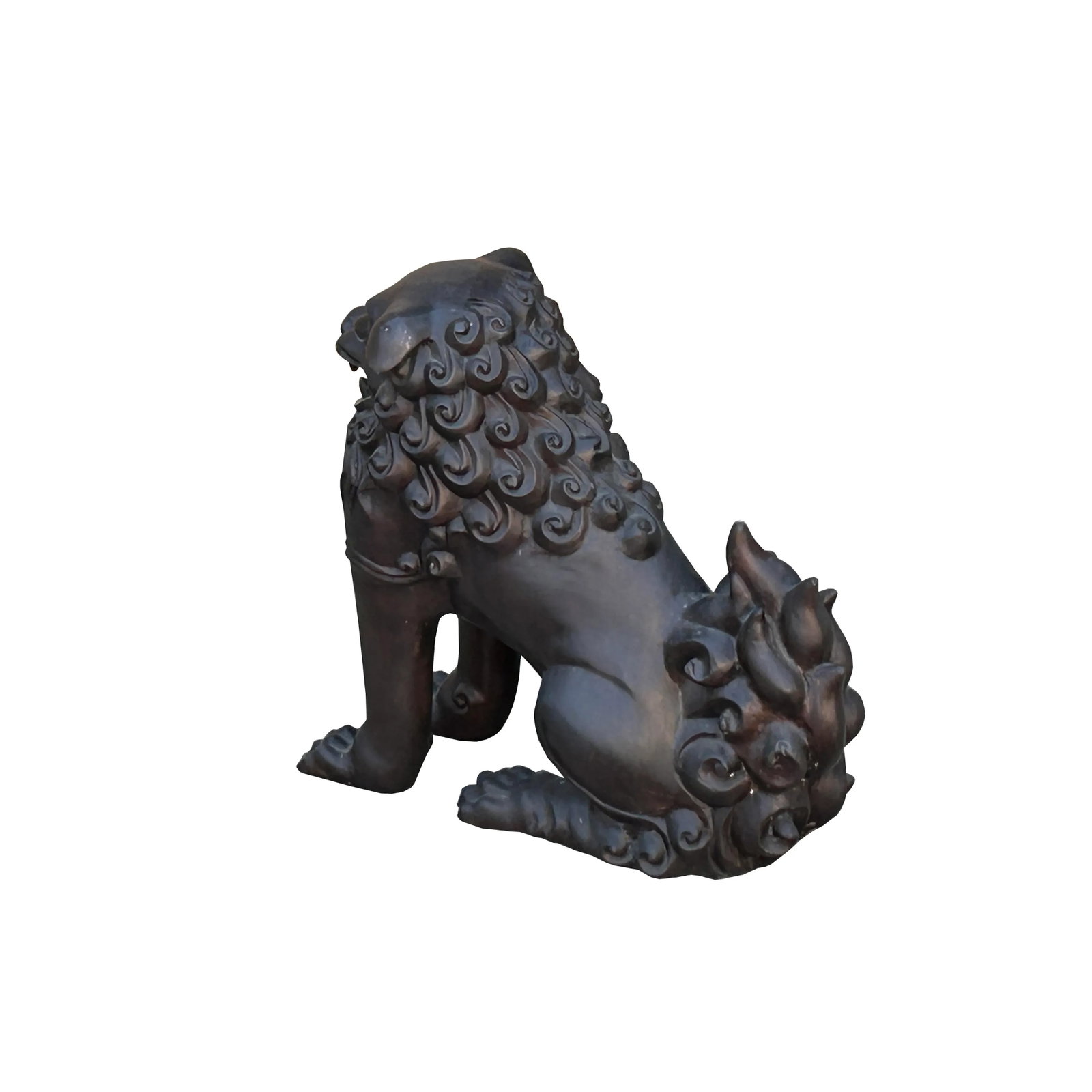 Chinese Oriental Rustic Bronze Metal Foo Dog Lion Fengshui Display Figure - 4