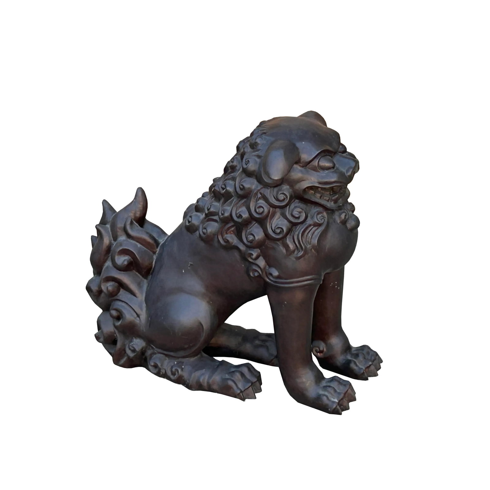 Chinese Oriental Rustic Bronze Metal Foo Dog Lion Fengshui Display Figure - 6