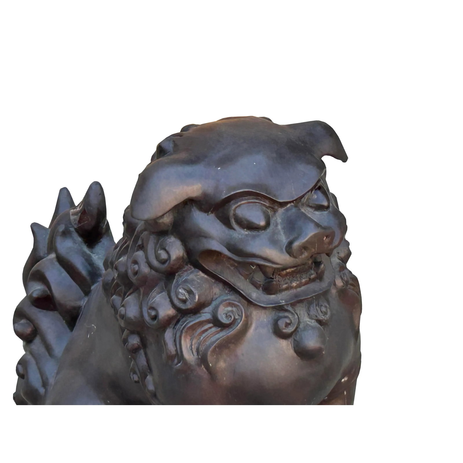 Chinese Oriental Rustic Bronze Metal Foo Dog Lion Fengshui Display Figure - 7