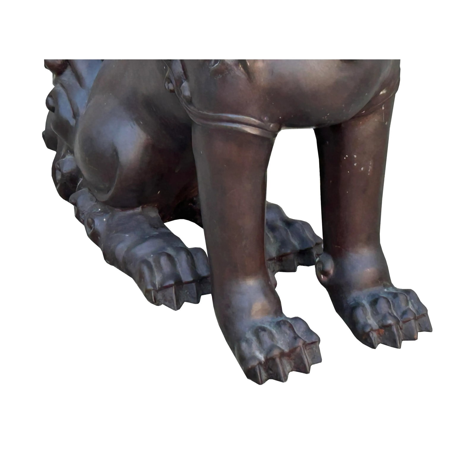 Chinese Oriental Rustic Bronze Metal Foo Dog Lion Fengshui Display Figure - 8