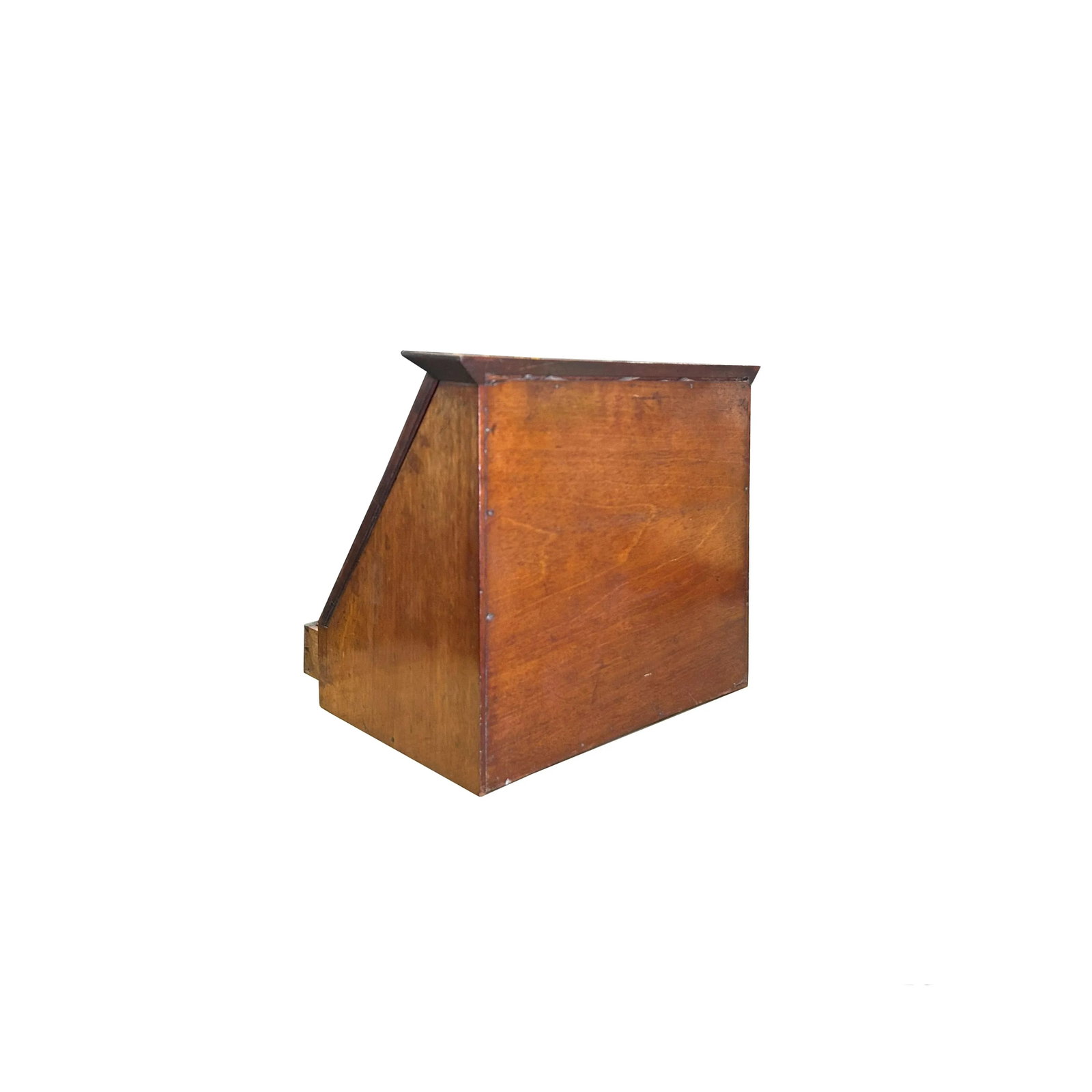 Vintage Distressed Brown Wood Stationary Sloping Door Box Chest - 6