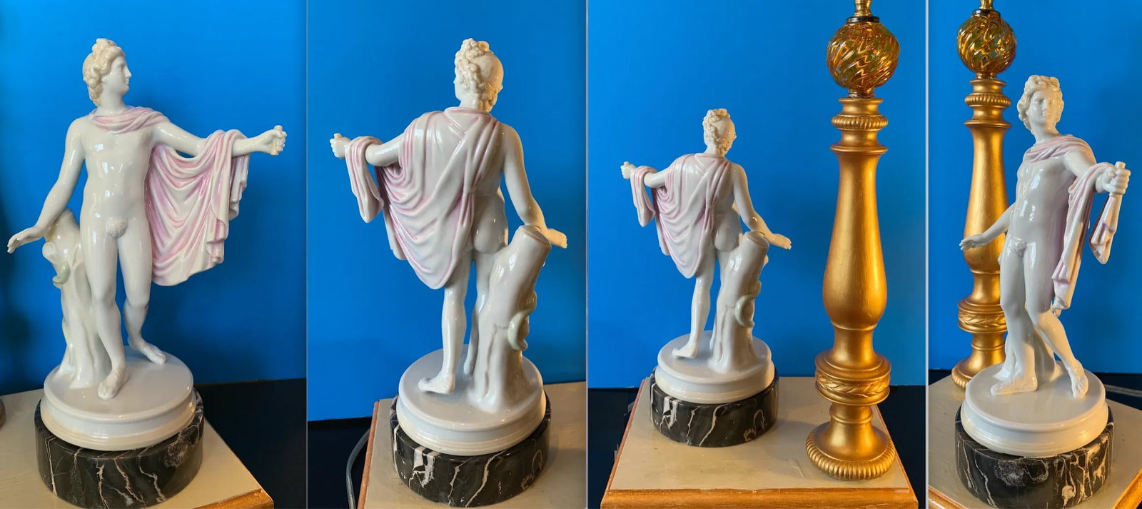 Vintage Kister Scheibe-Alsbach Porcelain Apollo Belvedere Porcelain Table Lamp - 3