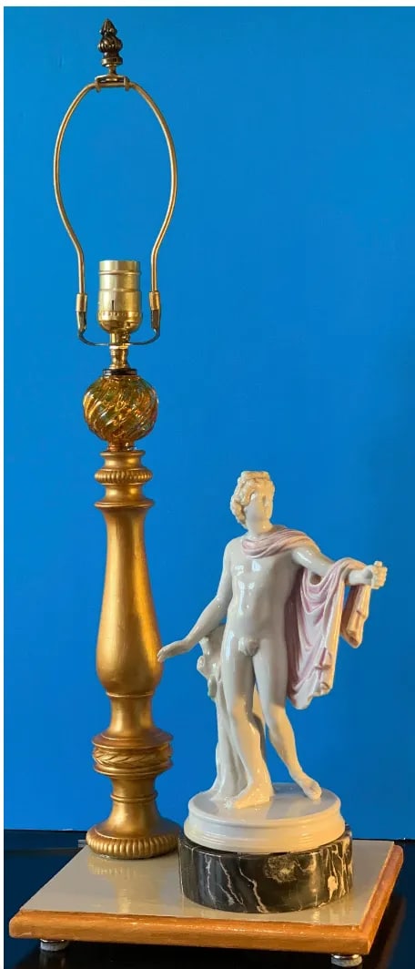 Vintage Kister Scheibe-Alsbach Porcelain Apollo Belvedere Porcelain Table Lamp - 5