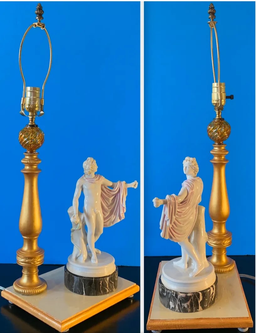 Vintage Kister Scheibe-Alsbach Porcelain Apollo Belvedere Porcelain Table Lamp - 7