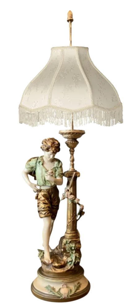 L & F Moreau J B Hirsh Table Lamp Spelter Sculpture of a Young Boy - 2