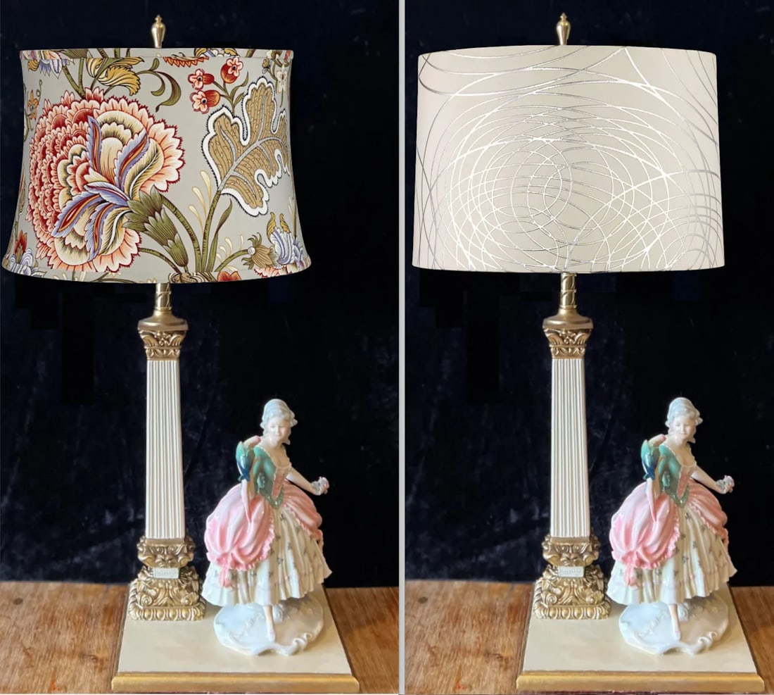 Antique Karl Ens Volkstedt Porcelain Lady Holding a Parrot Table Lamp - 11