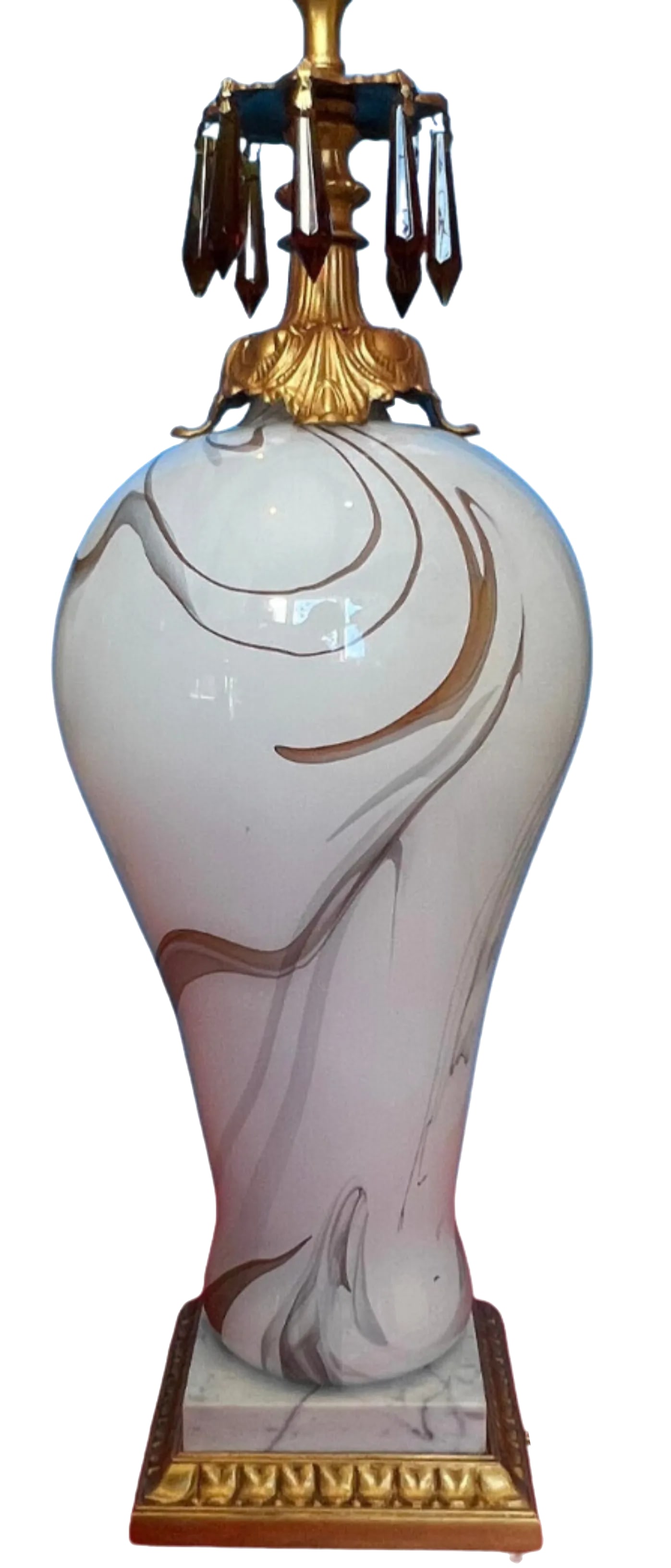 Art Glass White Smoke Swirl Table Lamp - 3