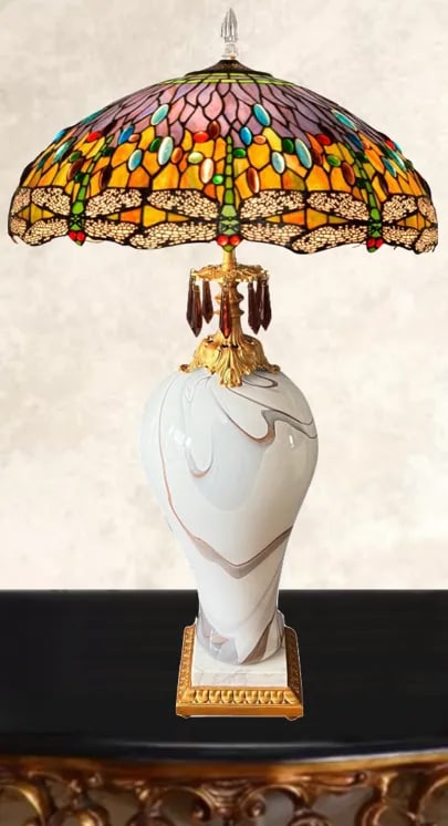 Art Glass White Smoke Swirl Table Lamp - 4