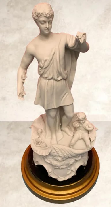 Vintage Table Lamp: Porcelain Bisque Young Man Cherub Seashell - 3