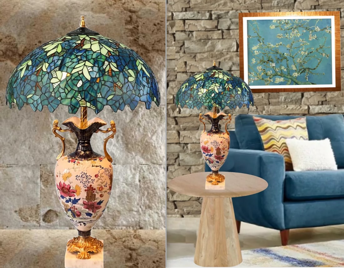 Antique Thomas Forester Floral Porcelain Table Lamp - 10