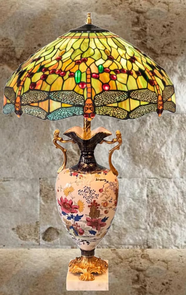 Antique Thomas Forester Floral Porcelain Table Lamp - 4