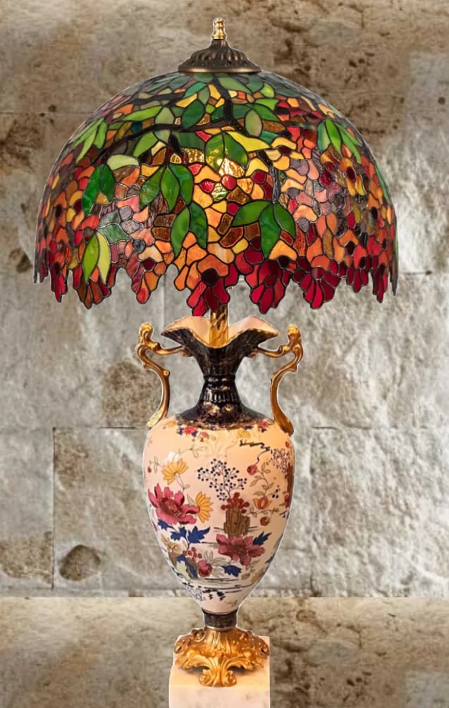 Antique Thomas Forester Floral Porcelain Table Lamp - 8