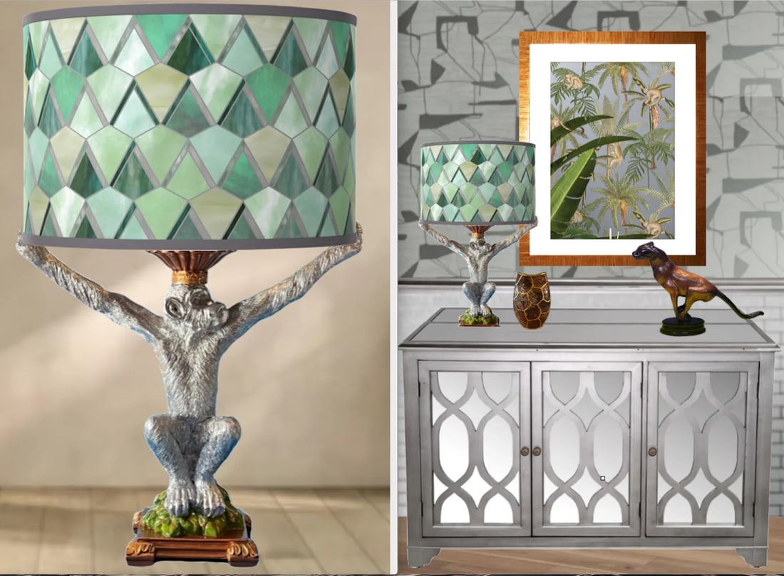 Vintage Chrome Tone Chimpanzee Table Lamp - 11
