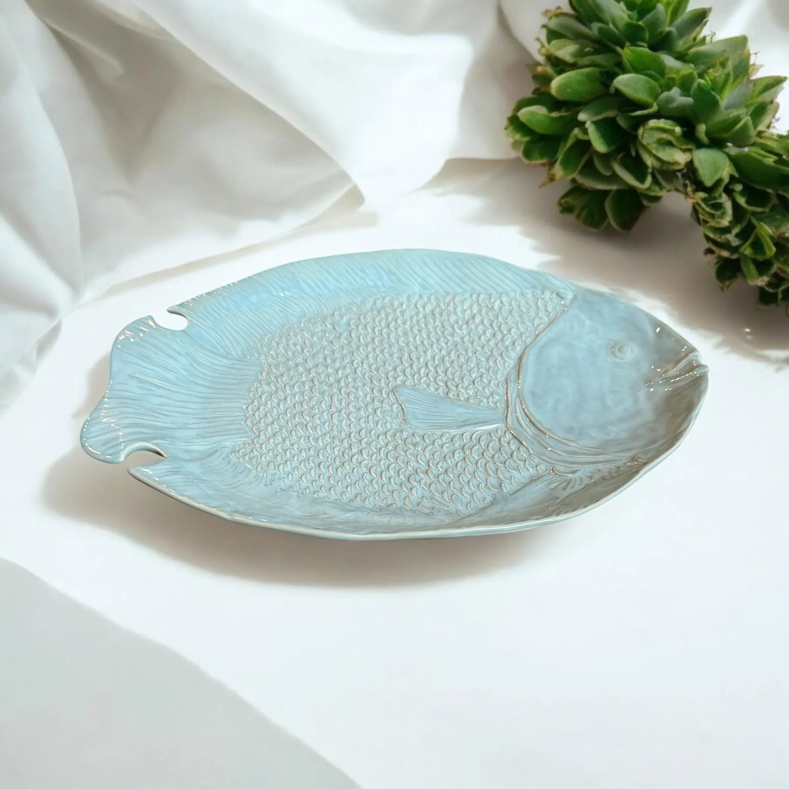 Late 20th Century Pottery Barn Large Blue Fish Platter - 11