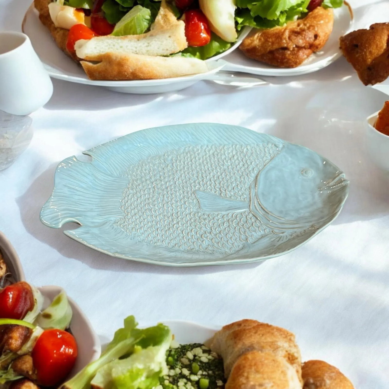 Late 20th Century Pottery Barn Large Blue Fish Platter - 7